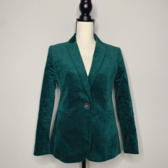J. Crew Green Velveteen Single Breasted One-Button Blazer - Picture 14 of 14